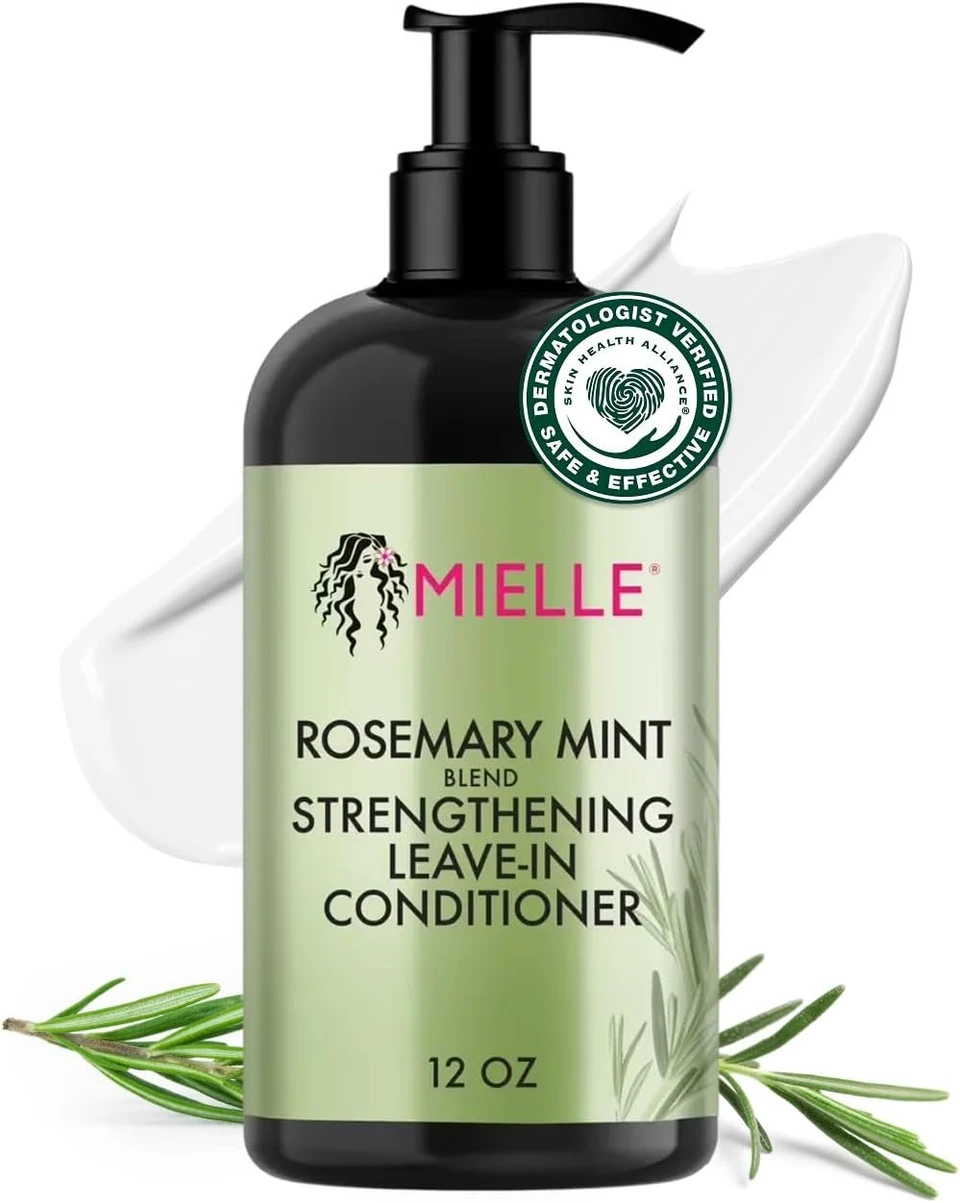 Mielle Organics Rosemary Mint Strengthening Leave-In Conditioner, Supports Hair Strength, Smooth Conditioner for Dry and Crinkled Hair, Weightless Hair Treatment 355ml