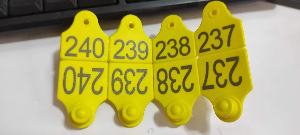 ارقام بطاقات الاذن مربع للاغنام   45mm x 35mm - وجهين