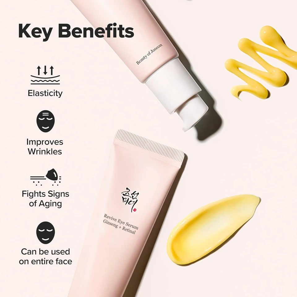 Beauty of Joseon Revive Eye Serum with Ginseng Retinal Niacinamide Korean Eye Cream for Fine Lines, Dark Spots Correcting Puffy Eyes for Face Korean Skincare For Men and Women 30ml