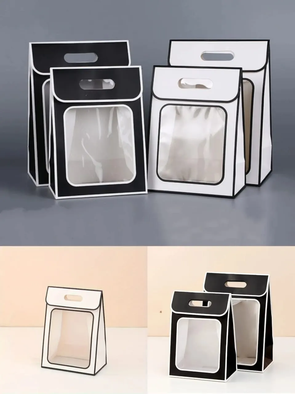 حقيبة هدايا مثلثة مع نافذة شفافة