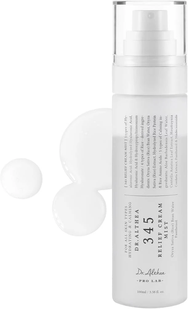 Dr.Althea 345 Relief Cream Mist | Hydrating Facial Mist with Rice Extract | Soothing Care for Sensitive Skin | Vegan Korean Skincare (100ml)
