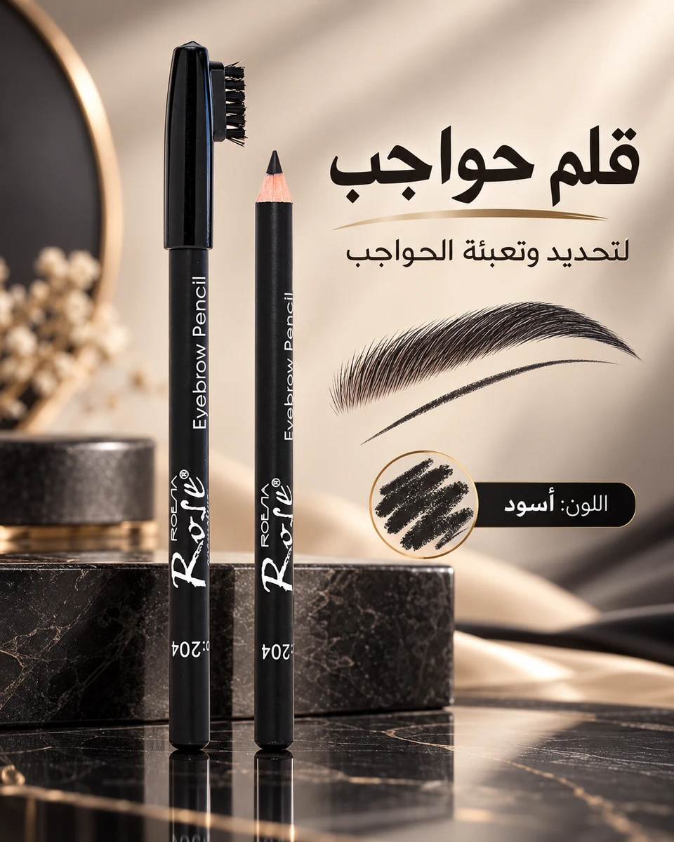 قلم حواجب روز مع فرشاية ✨
