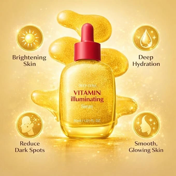 EQQUALBERRY Vitamin Illuminating Serum 30 ml – Vitamin C & Niacinamide Face Serum with Arbutin, Ceramides & Hyaluronic Acid, Hydrating Radiance-Support