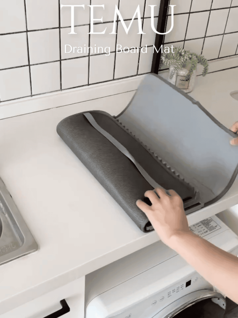 سجادة تجفيف أطباق مع حامل قابل للطي