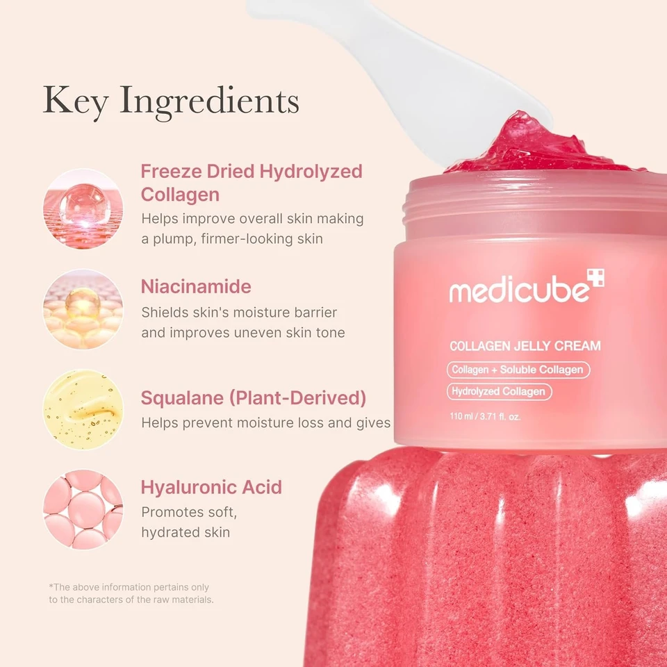 medicube Collagen Jelly Cream- Niacinamide & Freeze-Dried Hydrolyzed Collagen - Boosts skin's barrier hydration and gives 24h Glow & Lifted Look 110ml