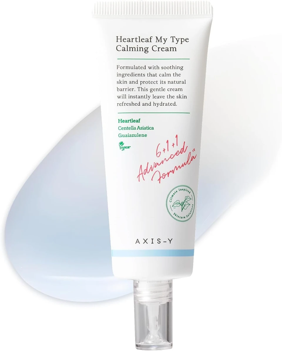 AXIS-Y Heartleaf My Type Calming Cream 60ml - Soothing, Redness Relief & Long Lasting Moisture Dewy Skin Daily Face Lotion - Vegan Korean Skin Care Moisturizer Face Cream