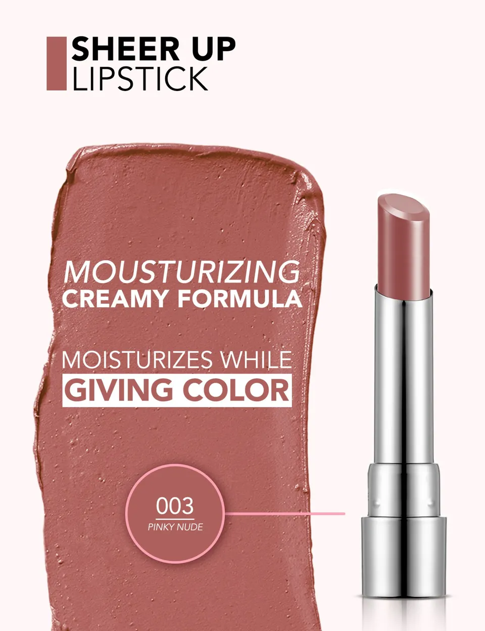 Flormar sheer up lipstick pinky nude 