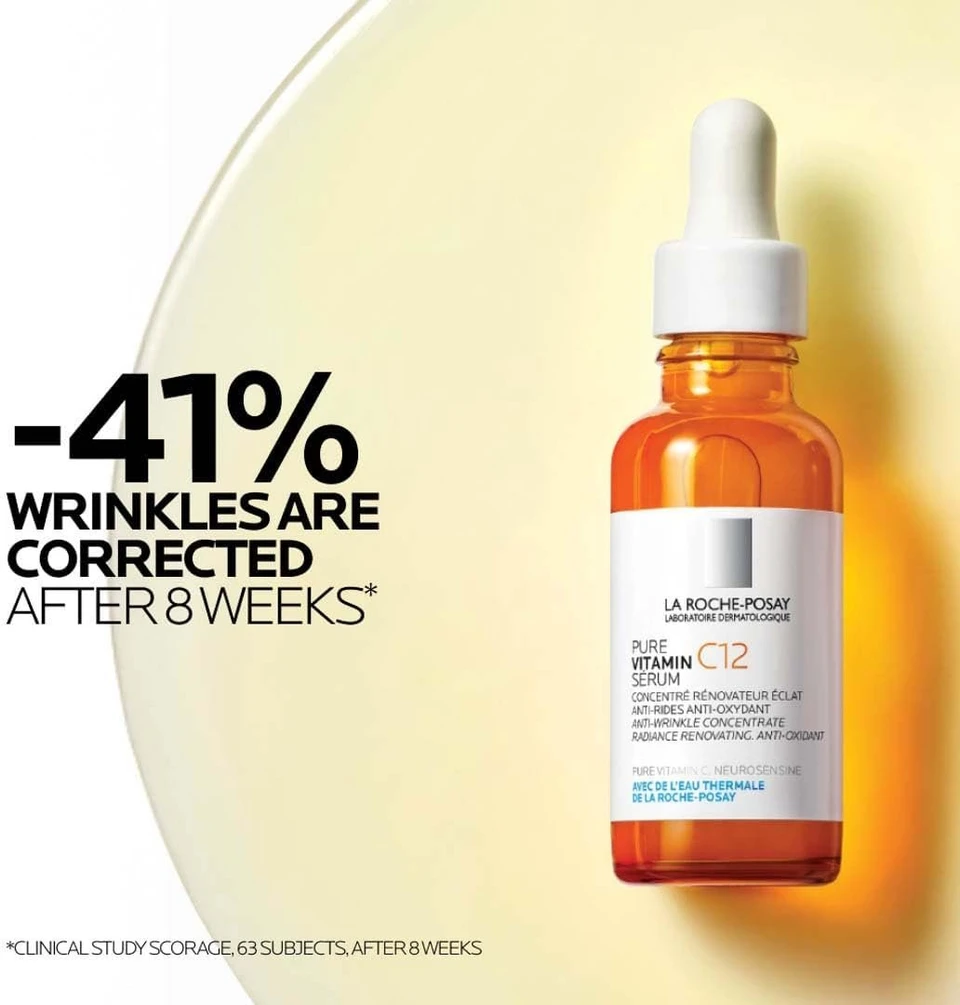 La Roche Posay 12% Pure Vitamin C Anti-Aging Face Serum with Hyaluronic Acid & Salicylic Acid; Boosts Skin Regeneration and Reduces Appearance of Wrinkles 30ML