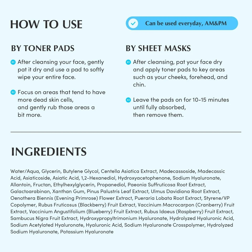EQQUALBERRY Swimming Pool Toner Pads 70 Sheets – Dual-Textured Exfoliating & Hydrating Facial Pad with Hyaluronic Acid & Plant Extracts, Gentle Daily Skin Prep