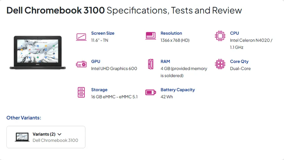 Dell Chromebook Intel Celeron Touch Screen (180ْ)