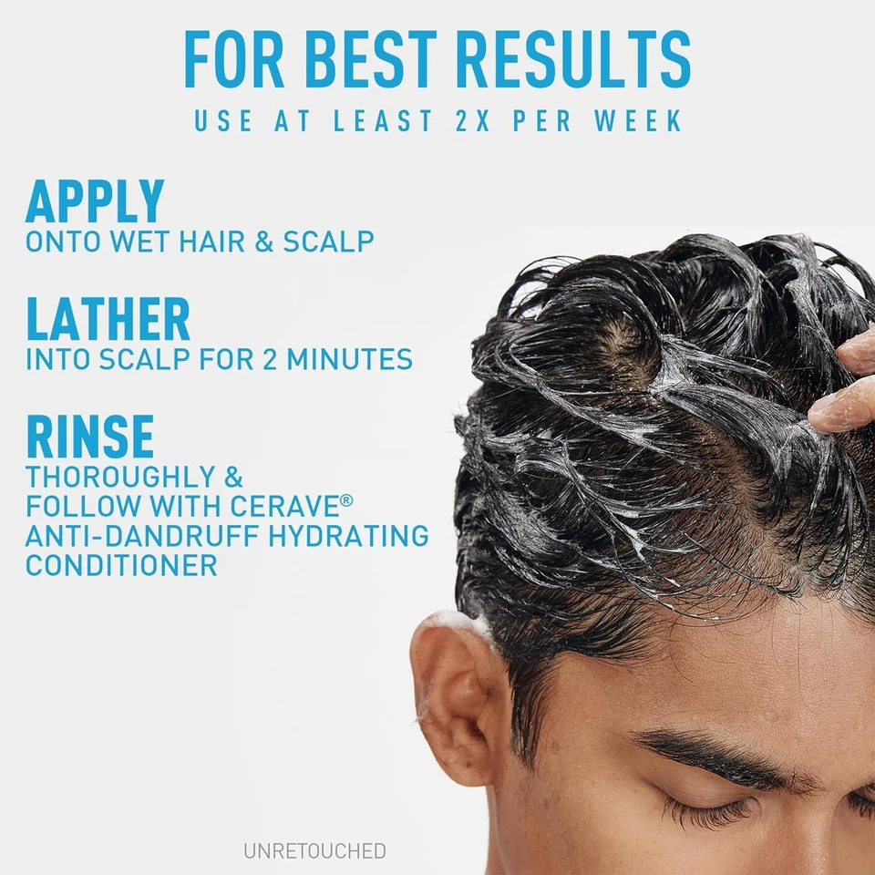 CeraVe Hydrating Anti Dandruff Shampoo, 1% Pyrithione Zinc Dandruff Treatment With Ceramides, Niacinamide & Hyaluronic Acid, Helps Eliminate Flakes & Provides Itchy Scalp Relief, Sulfate Free, 355ml