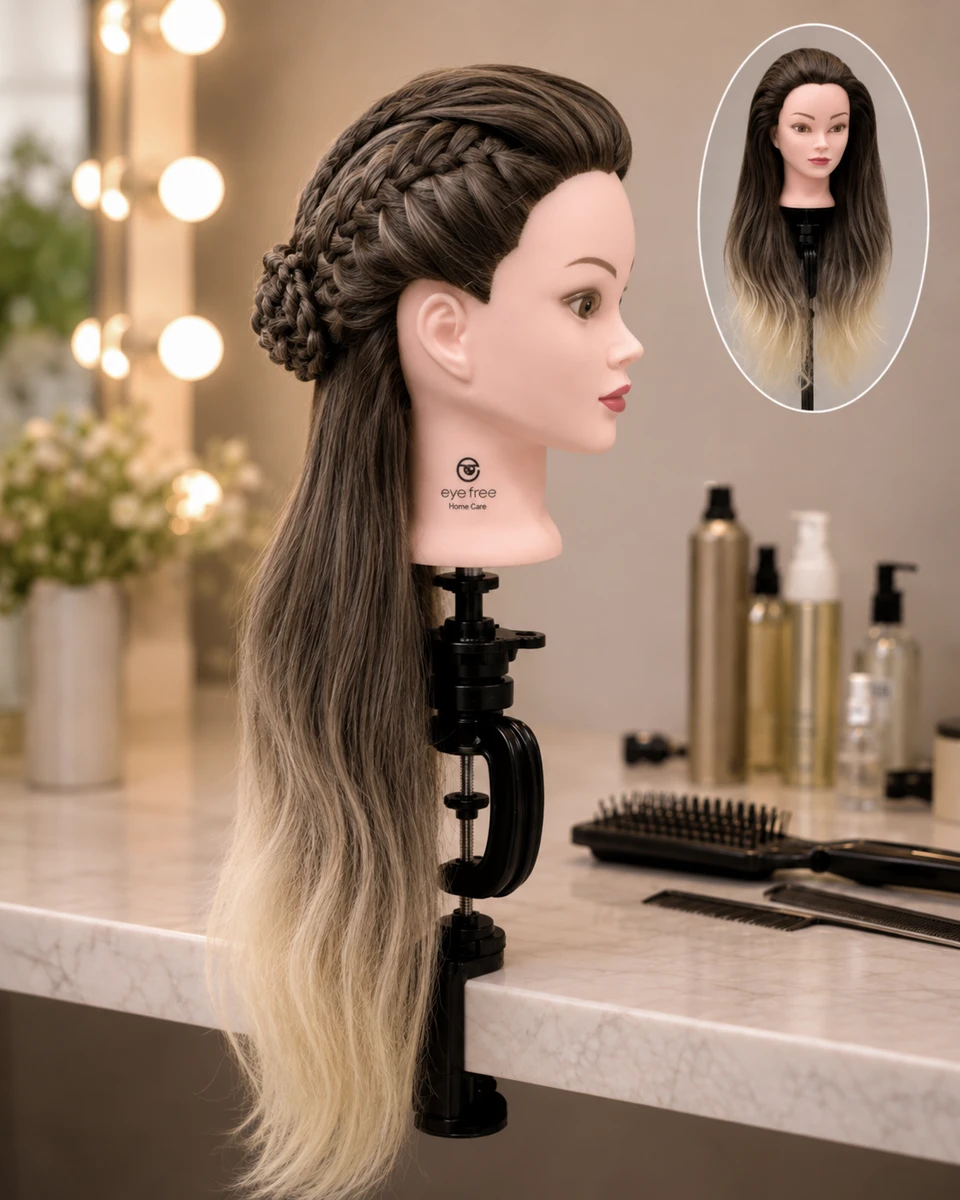 رأس تدريب لتسريحات الشعر مع قاعدة تثبيت 💇‍♀️