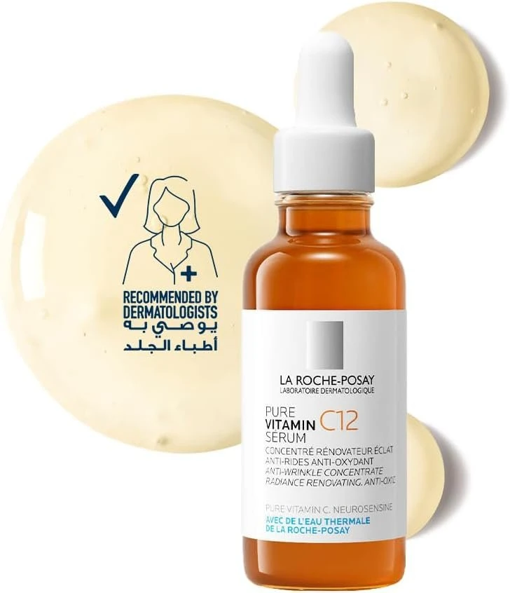 La Roche Posay 12% Pure Vitamin C Anti-Aging Face Serum with Hyaluronic Acid & Salicylic Acid; Boosts Skin Regeneration and Reduces Appearance of Wrinkles 30ML
