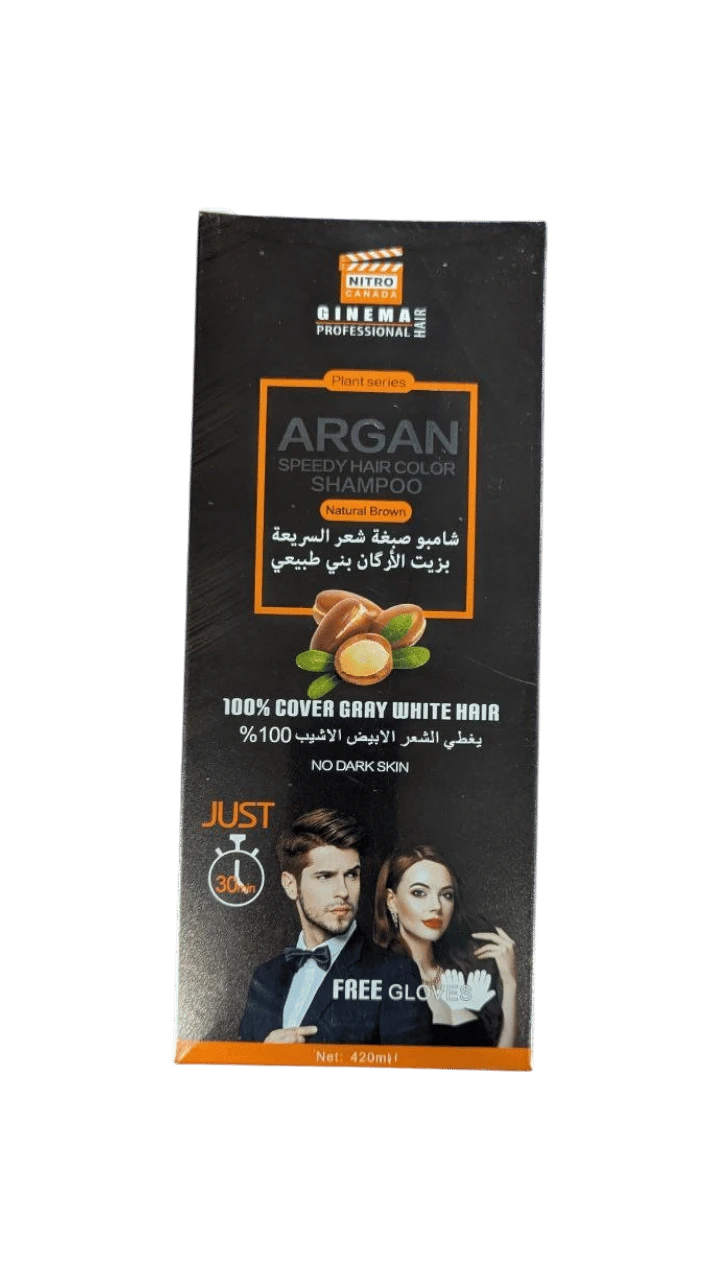 Argan oil hair dye shampoo, natural brown color