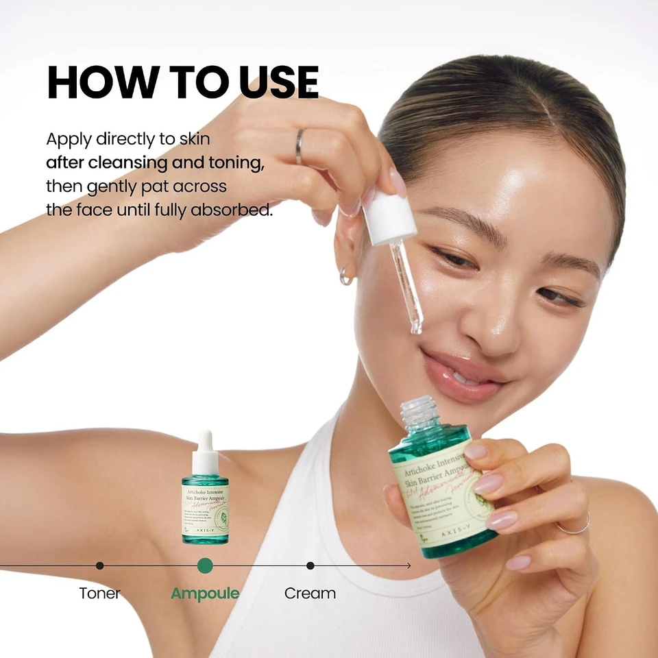AXIS-Y Artichoke Intensive Skin Barrier Ampoule 30ml - Face Moisturizer Dark Spot Corrector Centella Asiatica Facial Serum - Vegan Korean Skincare for All Skin Types 