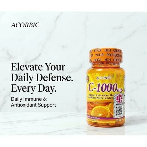 Acorbic Vitamin C-1000mg Tablets – High Strength Antioxidant & Immune Support (30 Tablets)