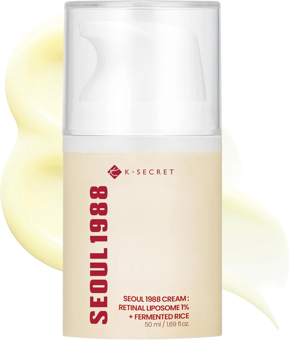 K-SECRET SEOUL 1988 Retinal Cream – Formulated with Advanced Retinal Liposome 1% and Fermented Rice Extract | Daily Fine Lines and Skin Texture Care | Korean Skincare, 50ml