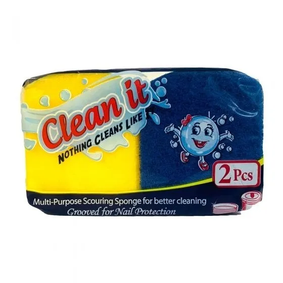 كلين ات إسفنجة تنظيف الأطباق قطعتين 