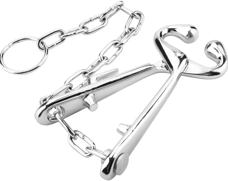 كماشة حلقية لأنف الابقار ، مشبك من الفولاذ المقاوم للصدأ لحيوانات الثور مع أداة سحب السلسلة