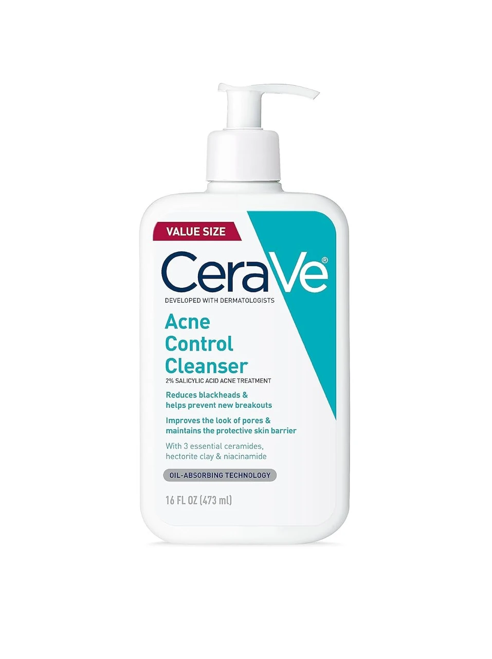 CeraVe Acne Control Cleanser, Face Wash with 2% Salicylic Acid, 473ml