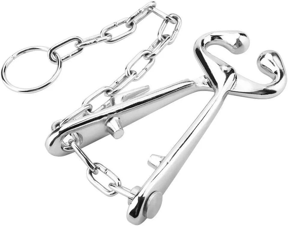 كماشة حلقية لأنف الابقار ، مشبك من الفولاذ المقاوم للصدأ لحيوانات الثور مع أداة سحب السلسلة