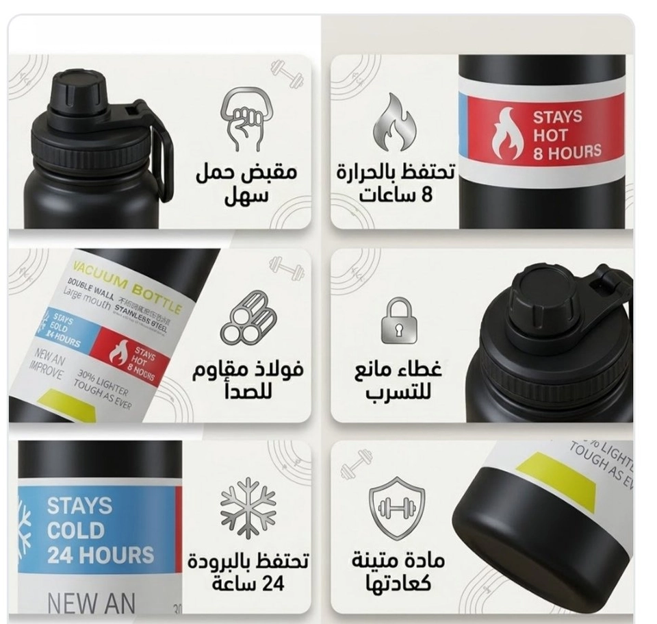 اسم الماركة:  Generic / Vacuum Bottle النوع:  زجاجة مياه رياضية معزولة حراريًا الكمية:  1 وحدة بلد الصنع:  الصين 