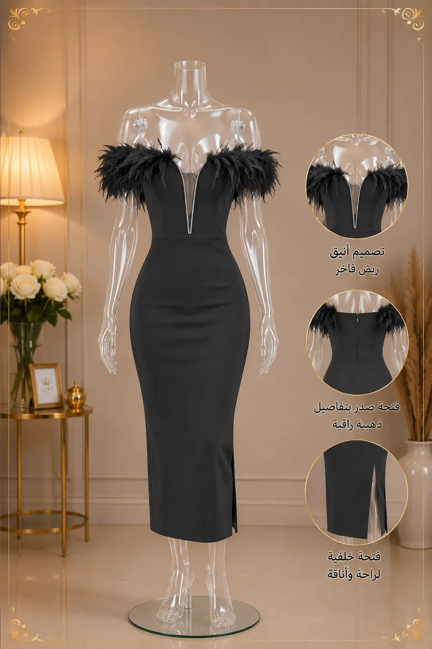 فستان سهرة ريش