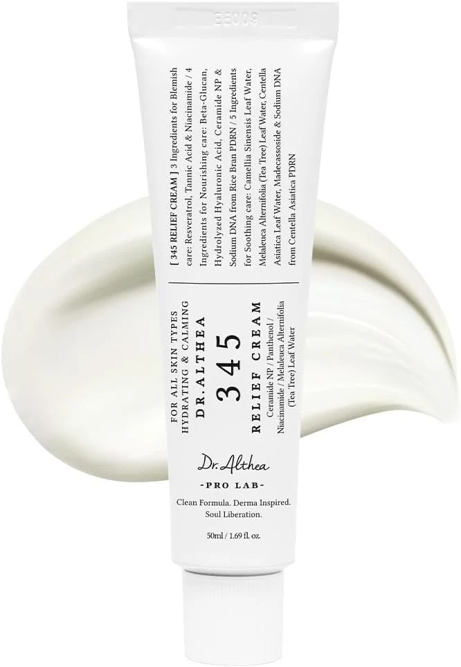 Dr.Althea 345 Relief Cream | Moisturizer for Soothing Recovery and Blemish Care with PDRN & Niacinamide | Korean Vegan Skin Care for All Skin Types, 50ml