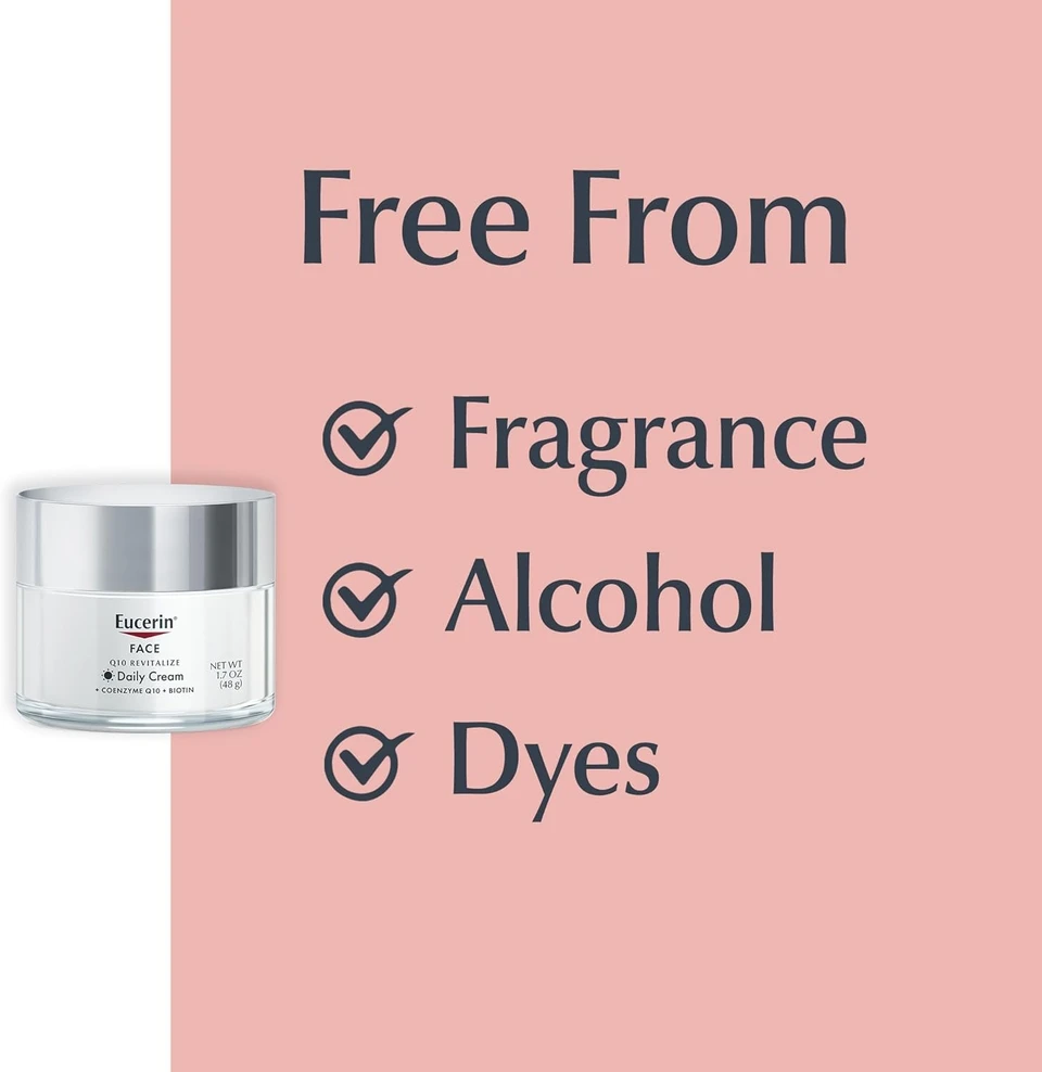 Eucerin Q10 Anti-Wrinkle Face Cream, Unscented Face Cream for Sensitive Skin 48g