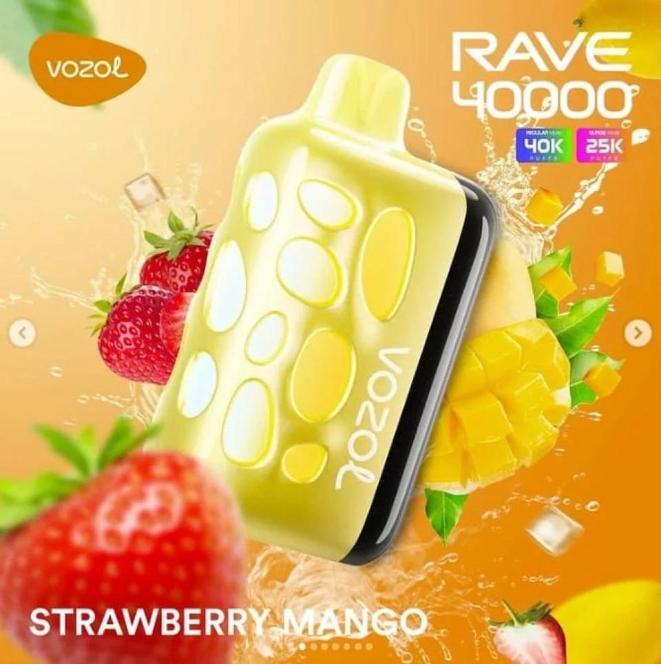 شيشة فوزول ريف 40K سحبة فراولة مانجو VOZOL RAVE 40K Puffs STRAWBERRY MANGO