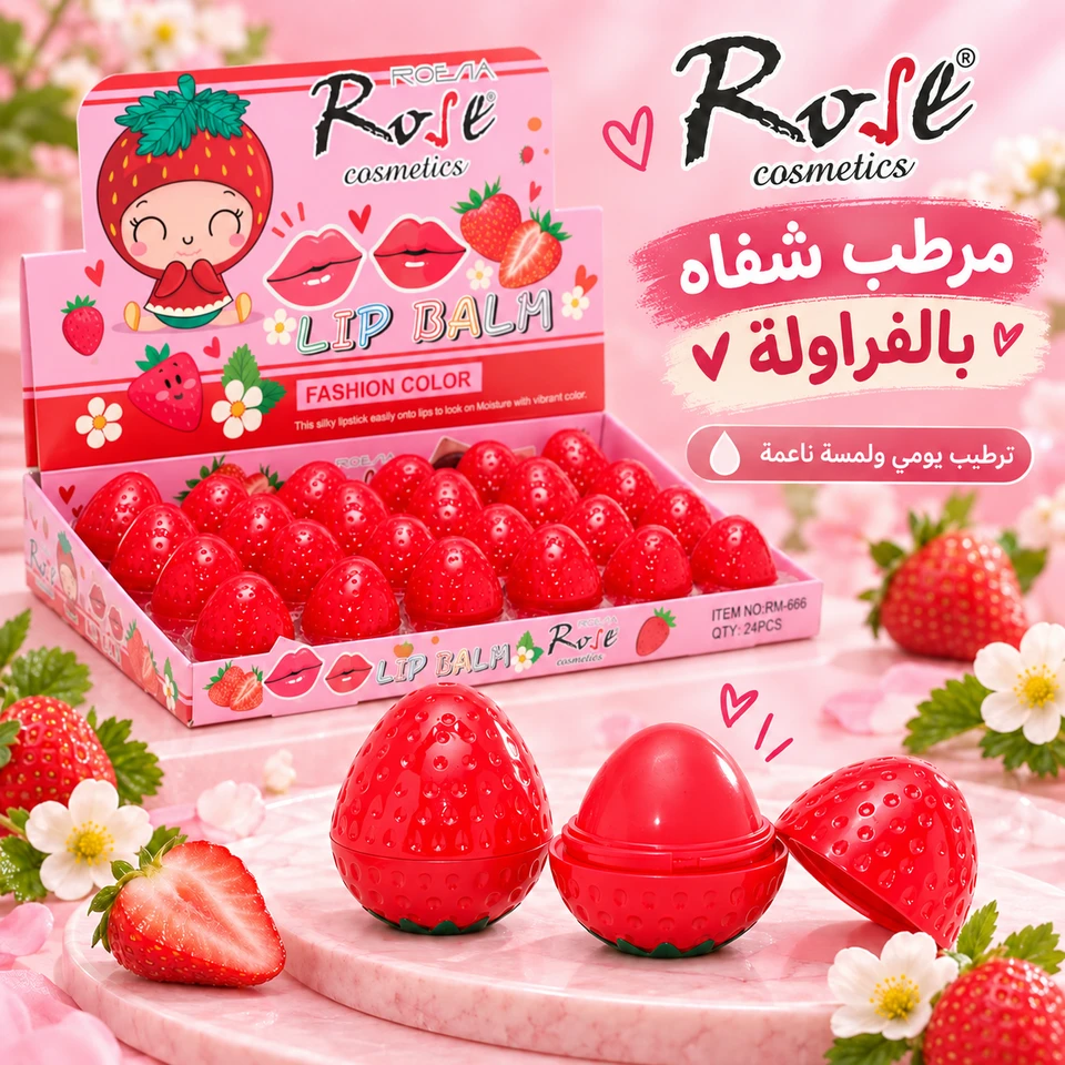 مرطب شفاه الفراولة اللطيف 🍓✨