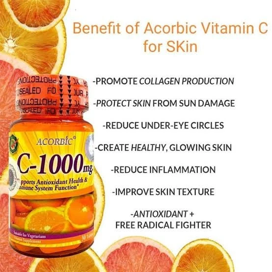 Acorbic Vitamin C-1000mg Tablets – High Strength Antioxidant & Immune Support (30 Tablets)