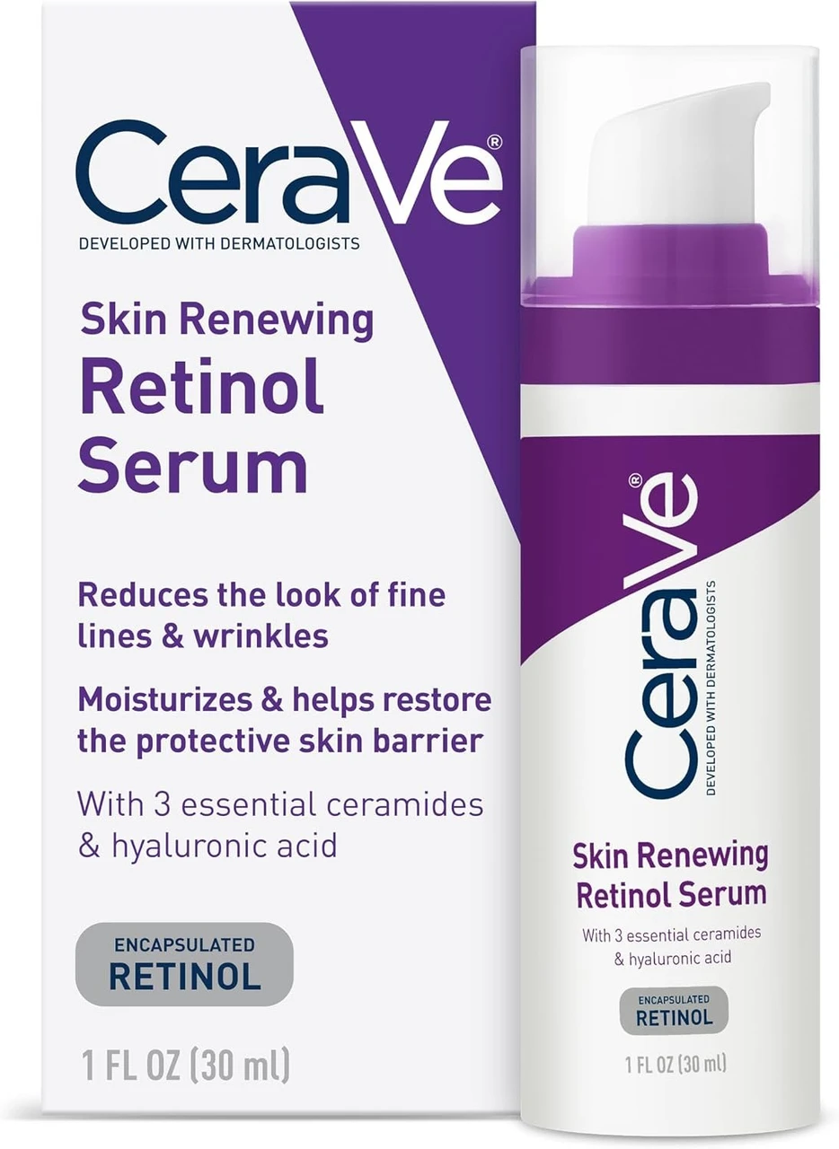 CeraVe Anti Aging Retinol Serum 1 Ounce Cream Serum for Smoothing Fine Lines and Skin Brightening Fragrance Free 30ml