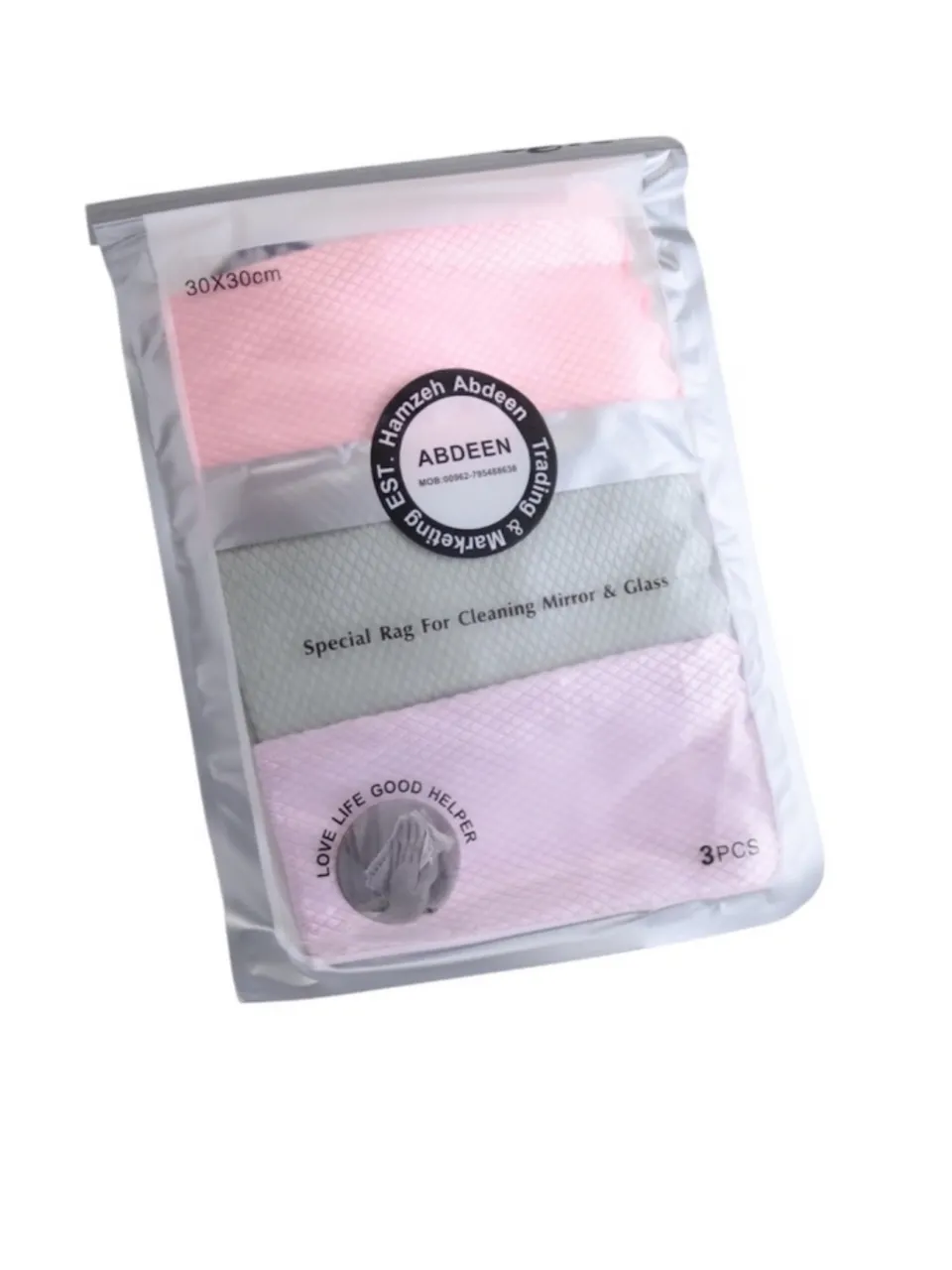 إيجيس قطعة قماش لتنظيف المرايا والزجاج 30 × 30 سم، 3 قطع