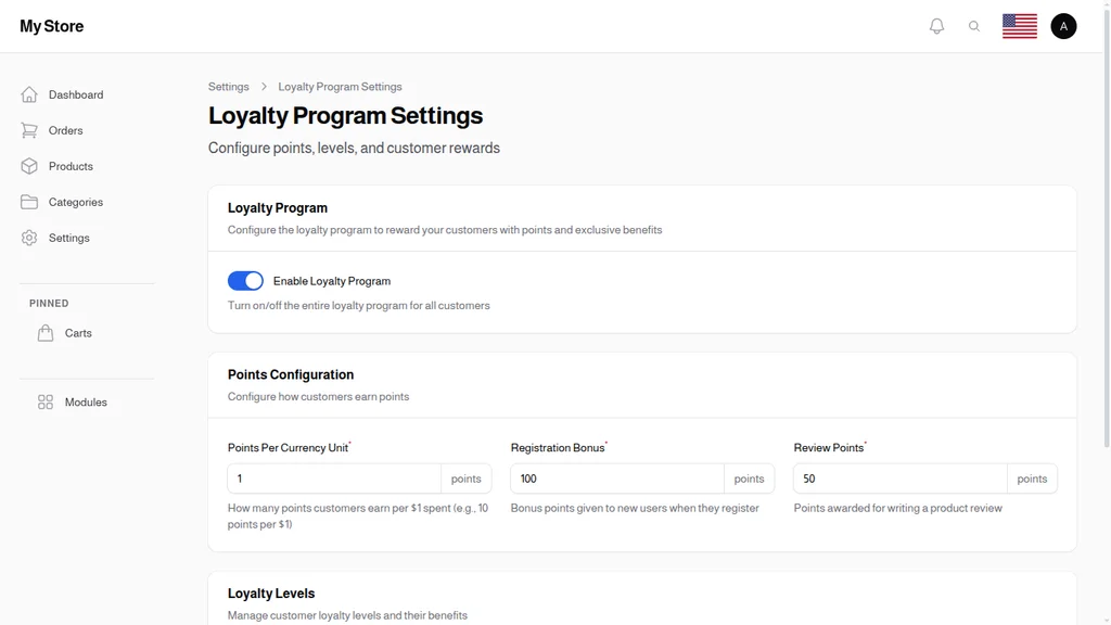 Loyalty Program Settings