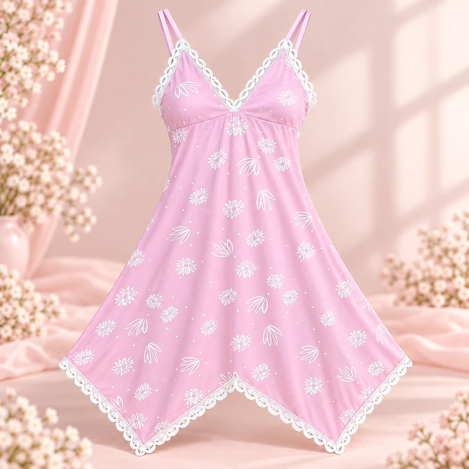 قميص نوم نسائي زبدة دبل كلوش دانتيل 💕✨