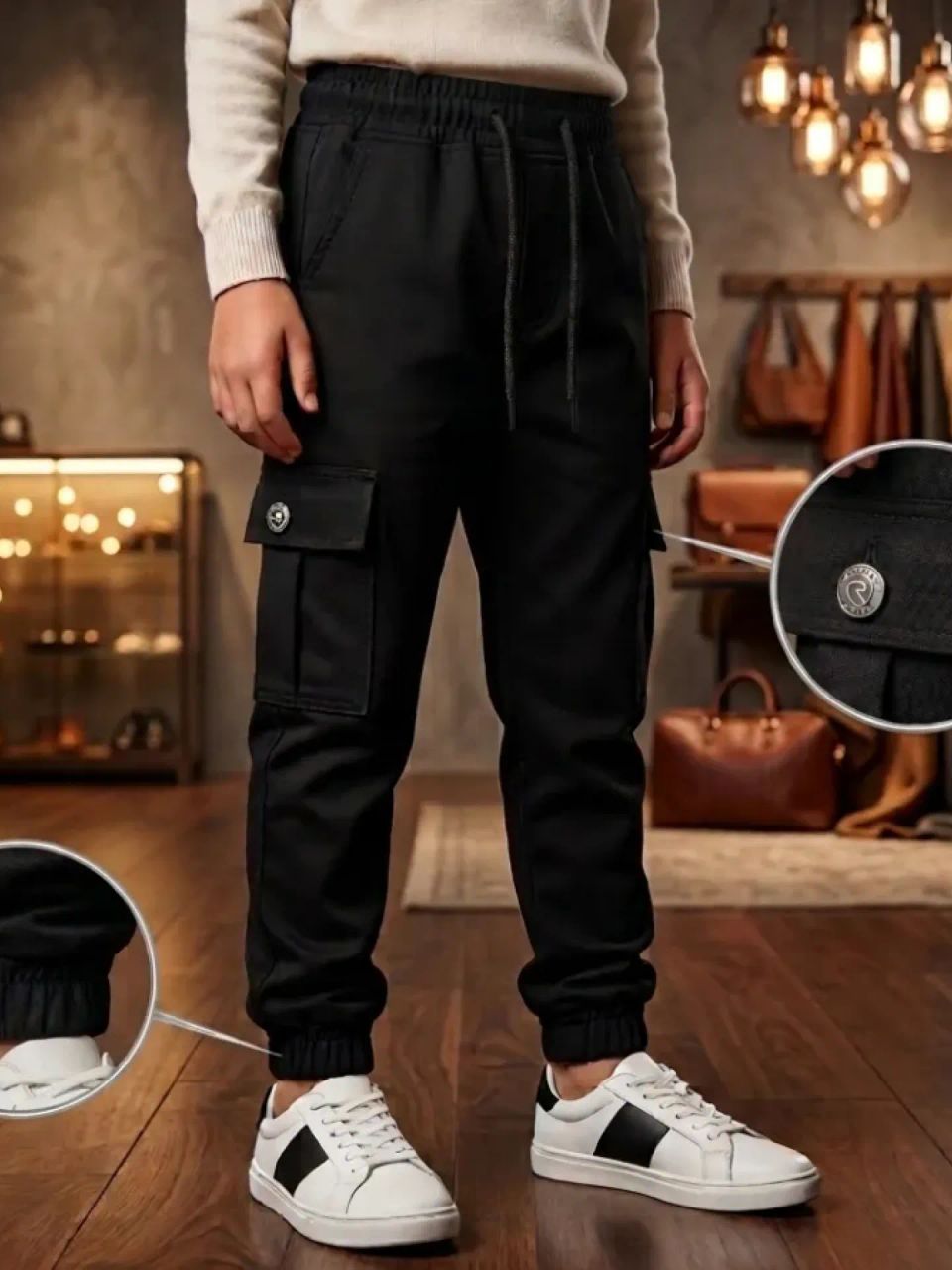 بنطلون ولادي كتان مارنز فيه مطة مريحة 