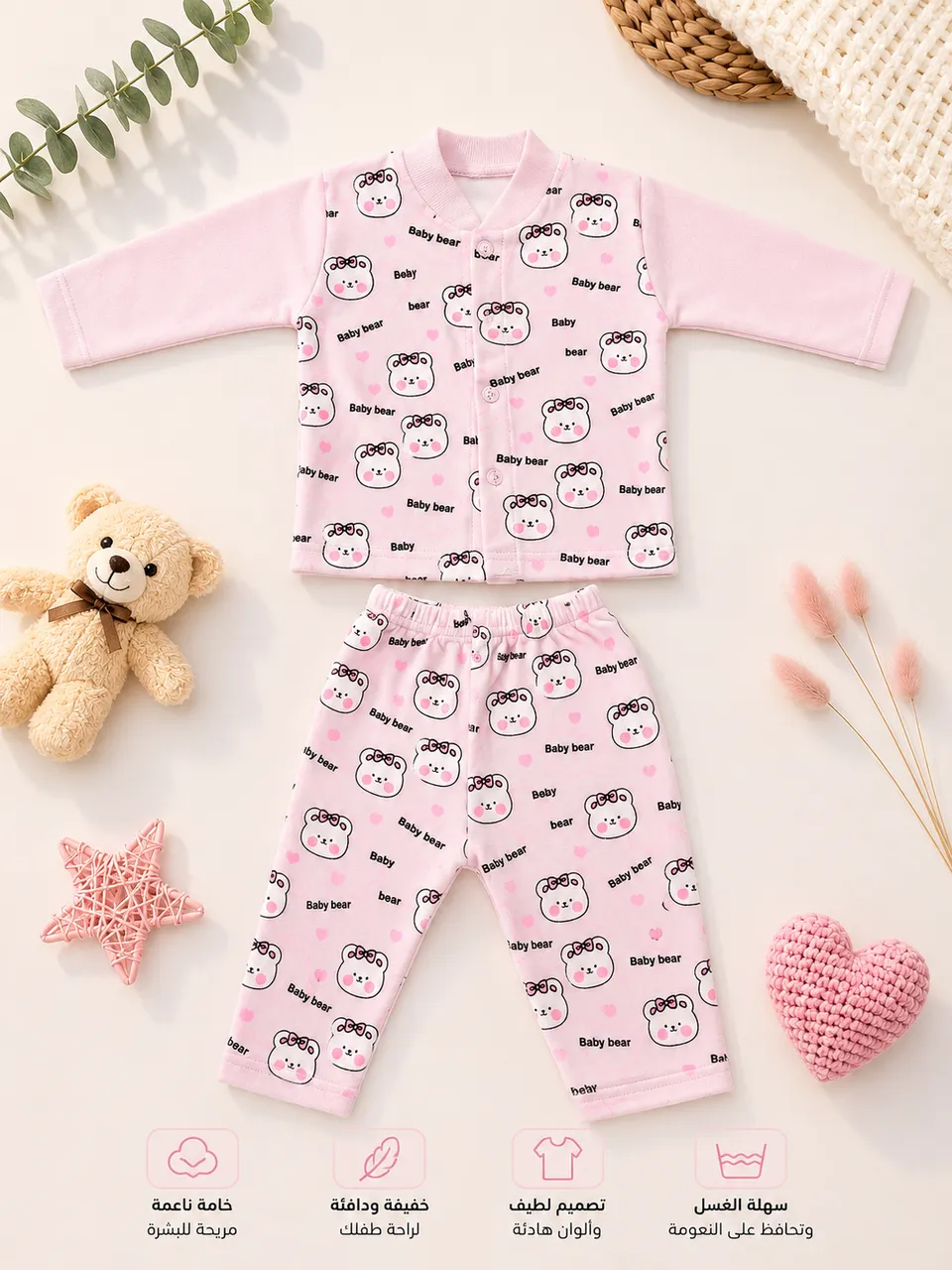 طقم بيبي مخمل ناعم – Baby Bear 🎀