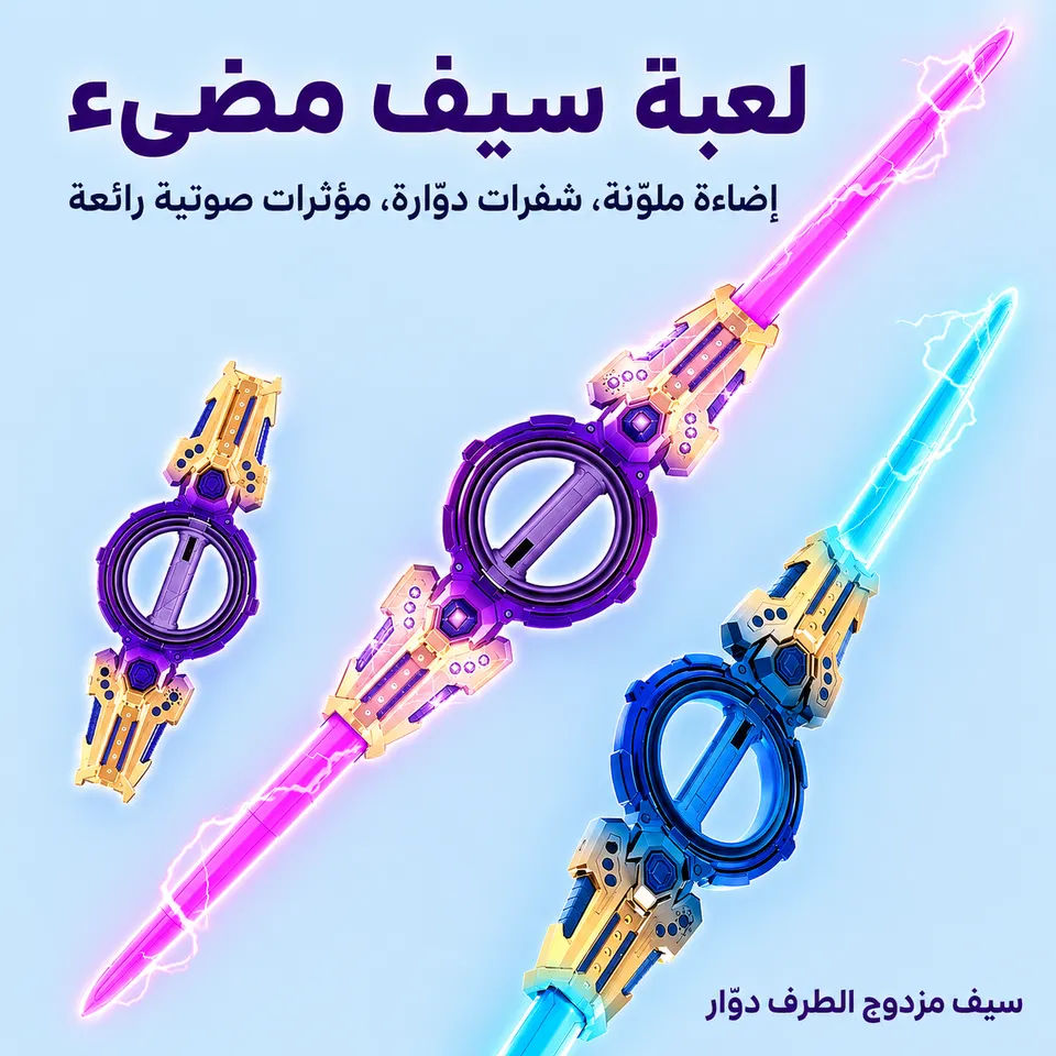 سيف دوار مزدوج مع إضاءة وصوت