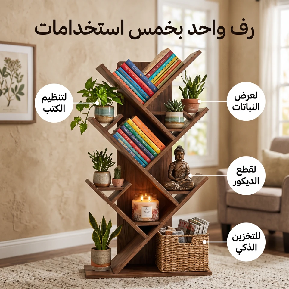 الرف الخشبي على شكل شجرة