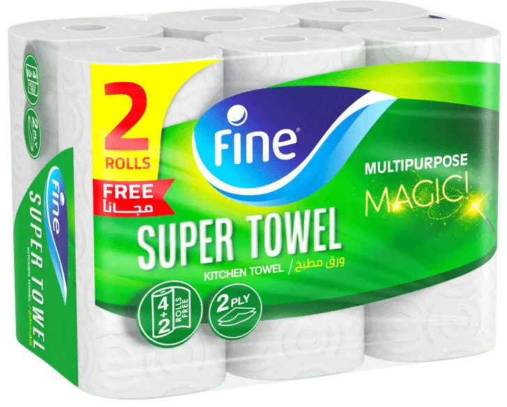 فاين ورق مطبخ سوبر  4 رول + 2 رول مجانا