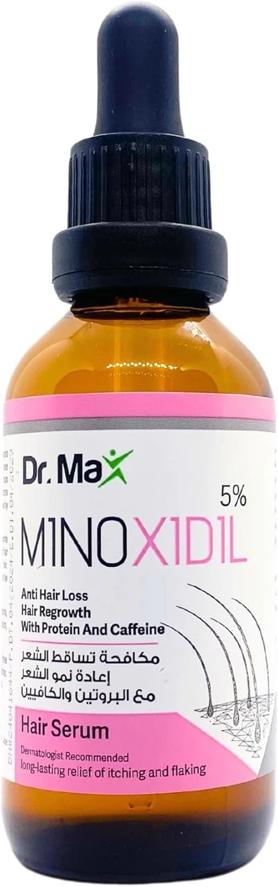 Dr Max Minoxidil 5% Anti Hair Loss Serum, Hair Regrowth With Protein Caffeine Long Lasting Relife of Itching And Flaking