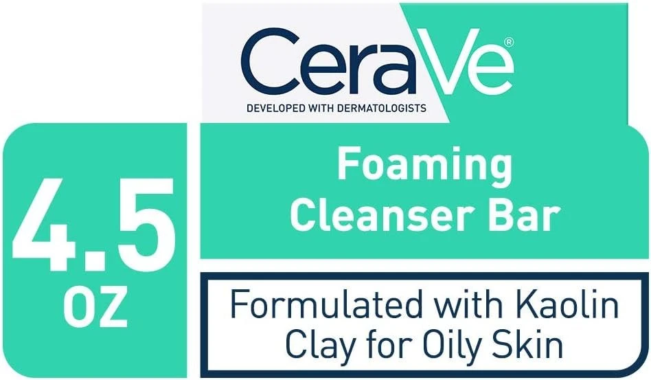 CeraVe Foaming Cleanser Bar | Soap-Free Body and Face Cleanser Bar for Oily Skin 128g