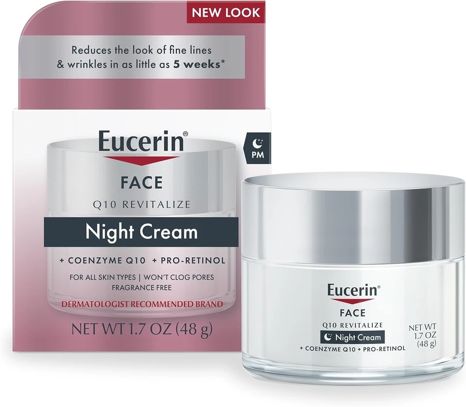 Eucerin, Face, Q10 Revitalize, Night Cream, Fragrance Free 48g