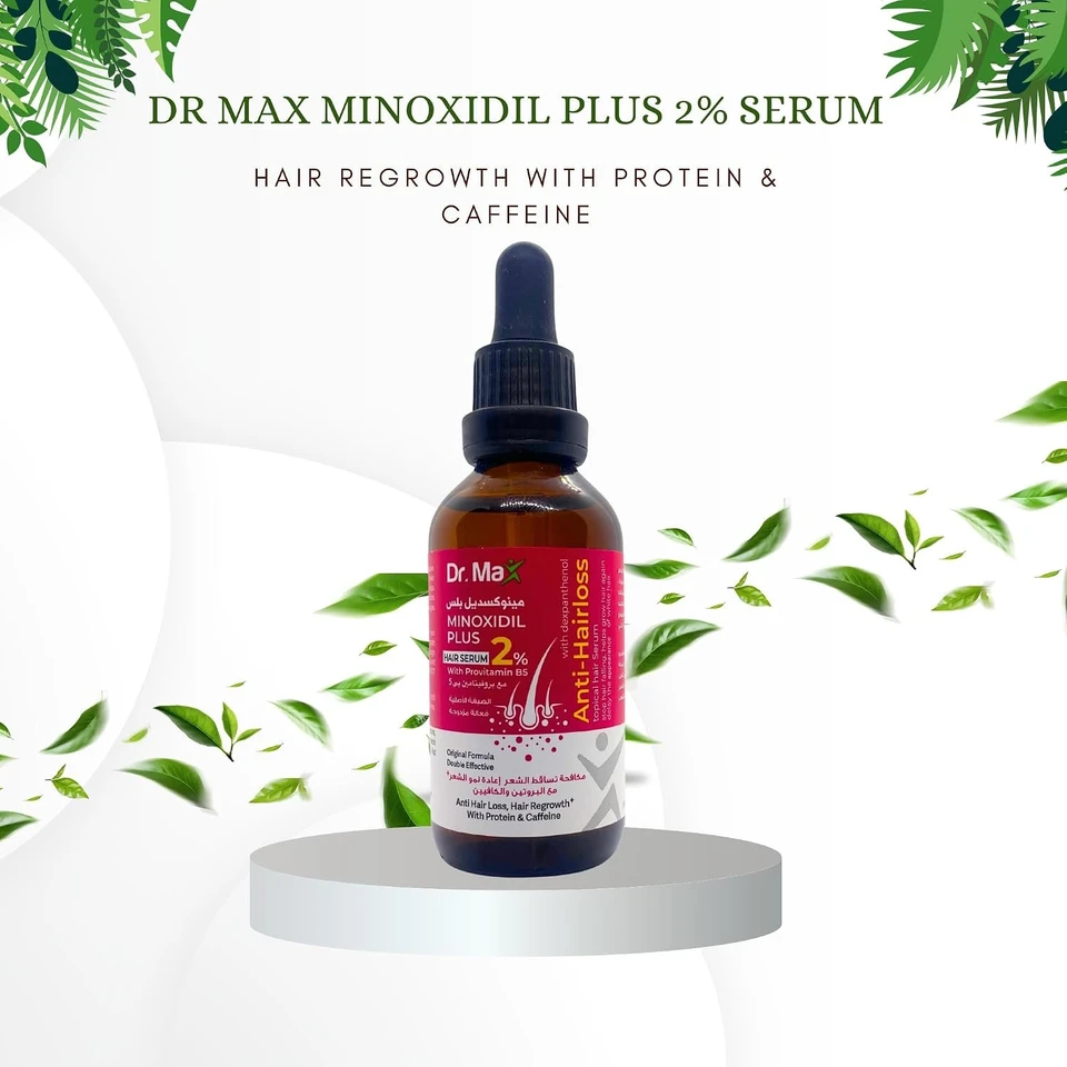 Dr Max Minoxidil Plus 2% Hair Serum With Provitamin B5 (Dexpanthenol) Anti Hair Loss, Hair Regrowth With Protein & Caffeine