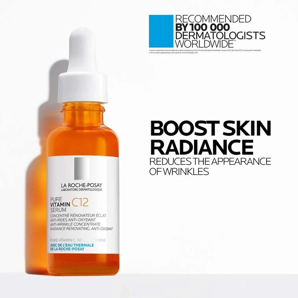 La Roche Posay 12% Pure Vitamin C Anti-Aging Face Serum with Hyaluronic Acid & Salicylic Acid; Boosts Skin Regeneration and Reduces Appearance of Wrinkles 30ML