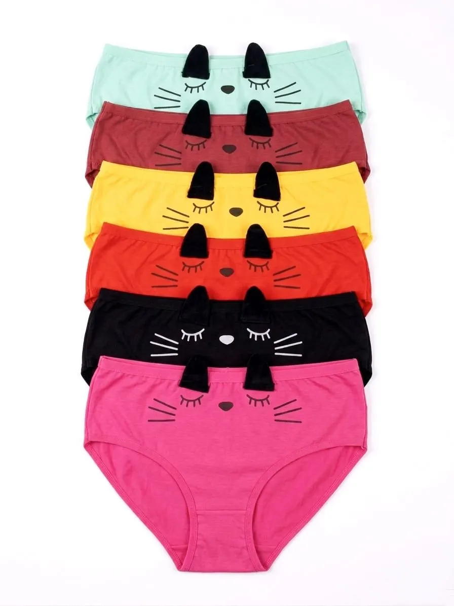 12 قطعة كيلوت نسائي موديل القطة 😻 🌸