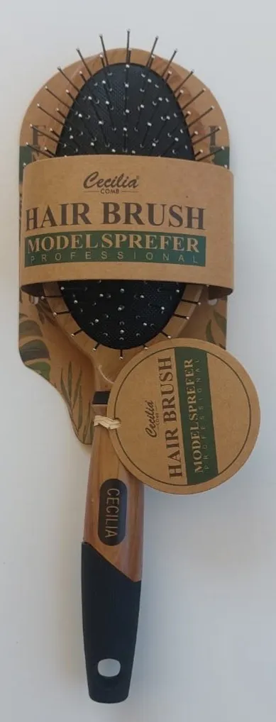 فرشاة شعر من سيسيليا، تصميم خشبي، بني/أسود