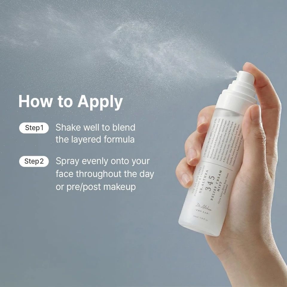 Dr.Althea 345 Relief Cream Mist | Hydrating Facial Mist with Rice Extract | Soothing Care for Sensitive Skin | Vegan Korean Skincare (100ml)