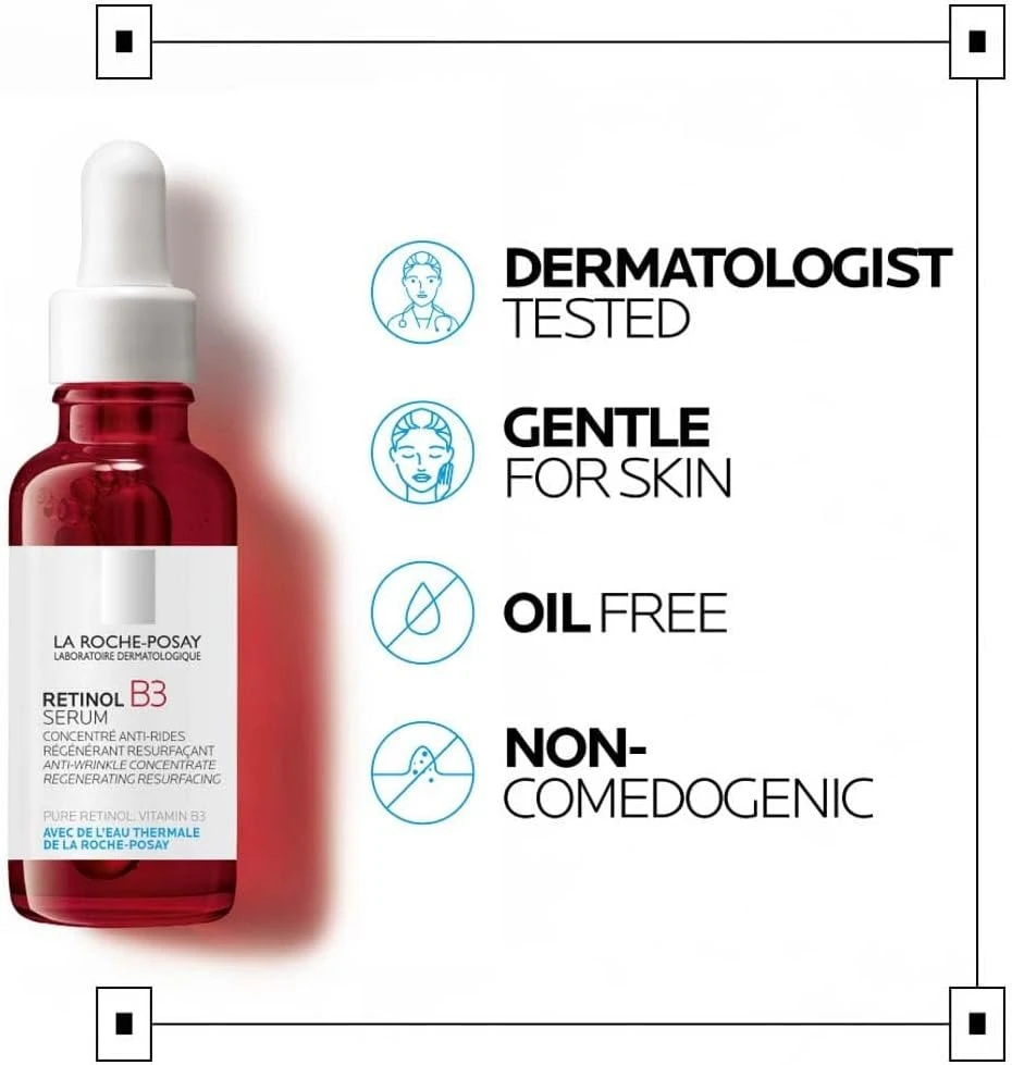 La Roche-Posay Retinol B3 Face Serum with Vitamin B3; Anti-Aging Face Serum for Lines, Wrinkles & Premature Sun Damage to Regenerate & Resurface Skin 30ML | Anti-aging retinol serum for face. 